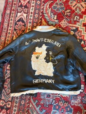 Black Embroidered Bomber Jacket - ASCHAFFENBURG Germany vintage